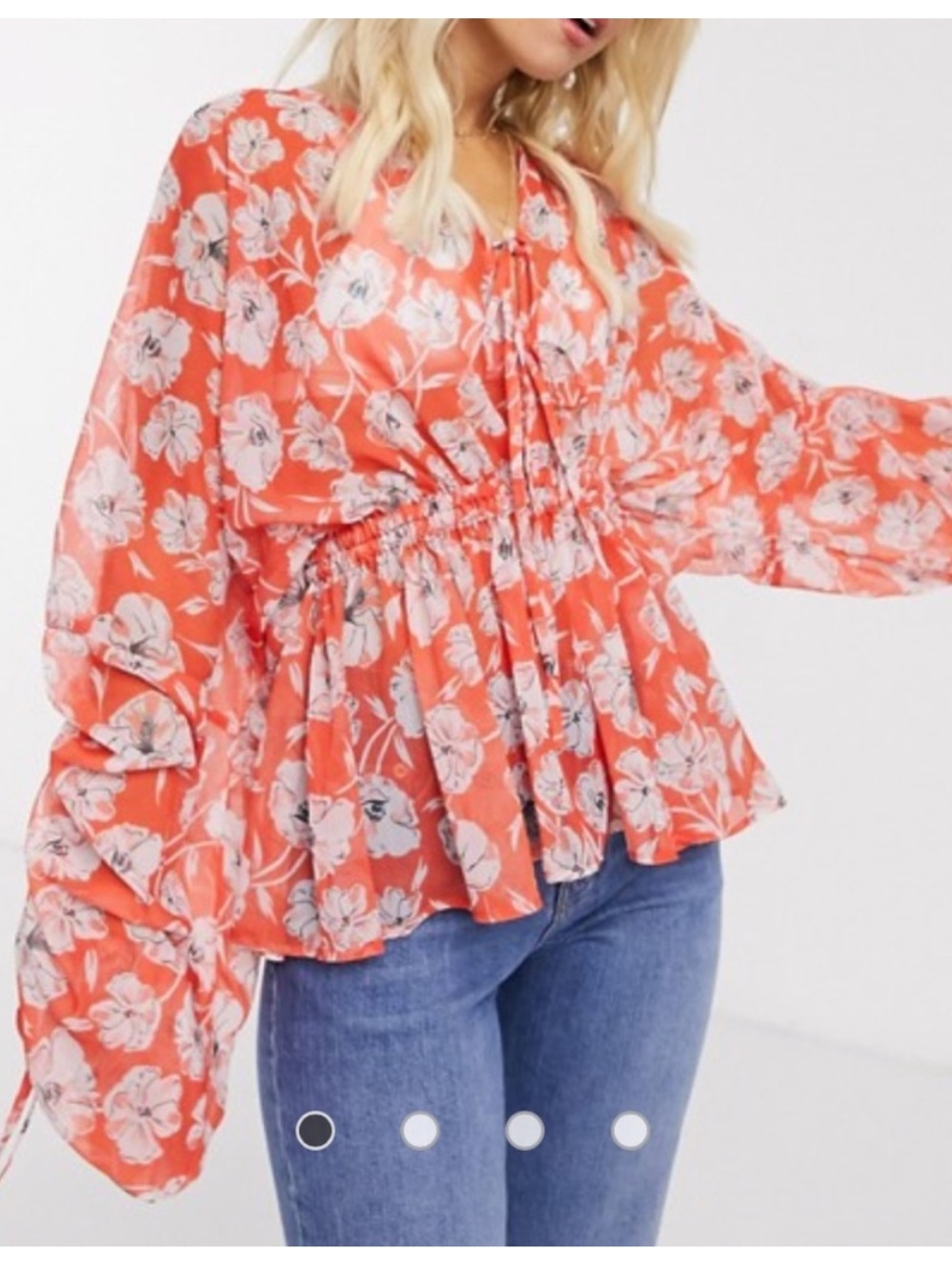 ASOS Sheer Floral Tie Blouse